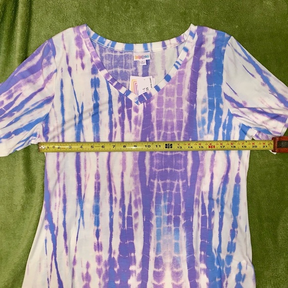 🔲LULAROE Blue Purple & Lavender Print Dress "IRIS" size Large - Picture 4 of 7